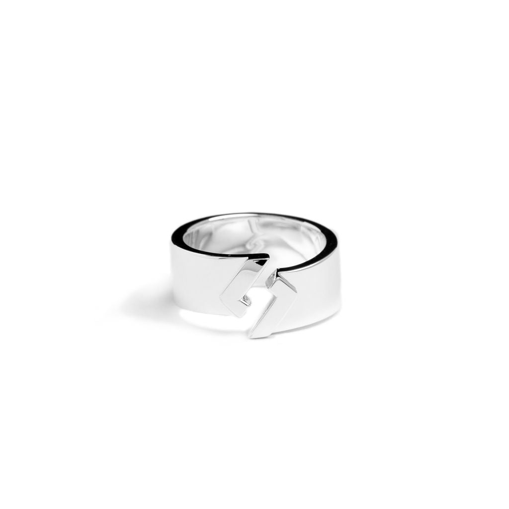 Bold Split Logo Ring - Handcrafted Designer Silver Ring - Exclusively by JANDER